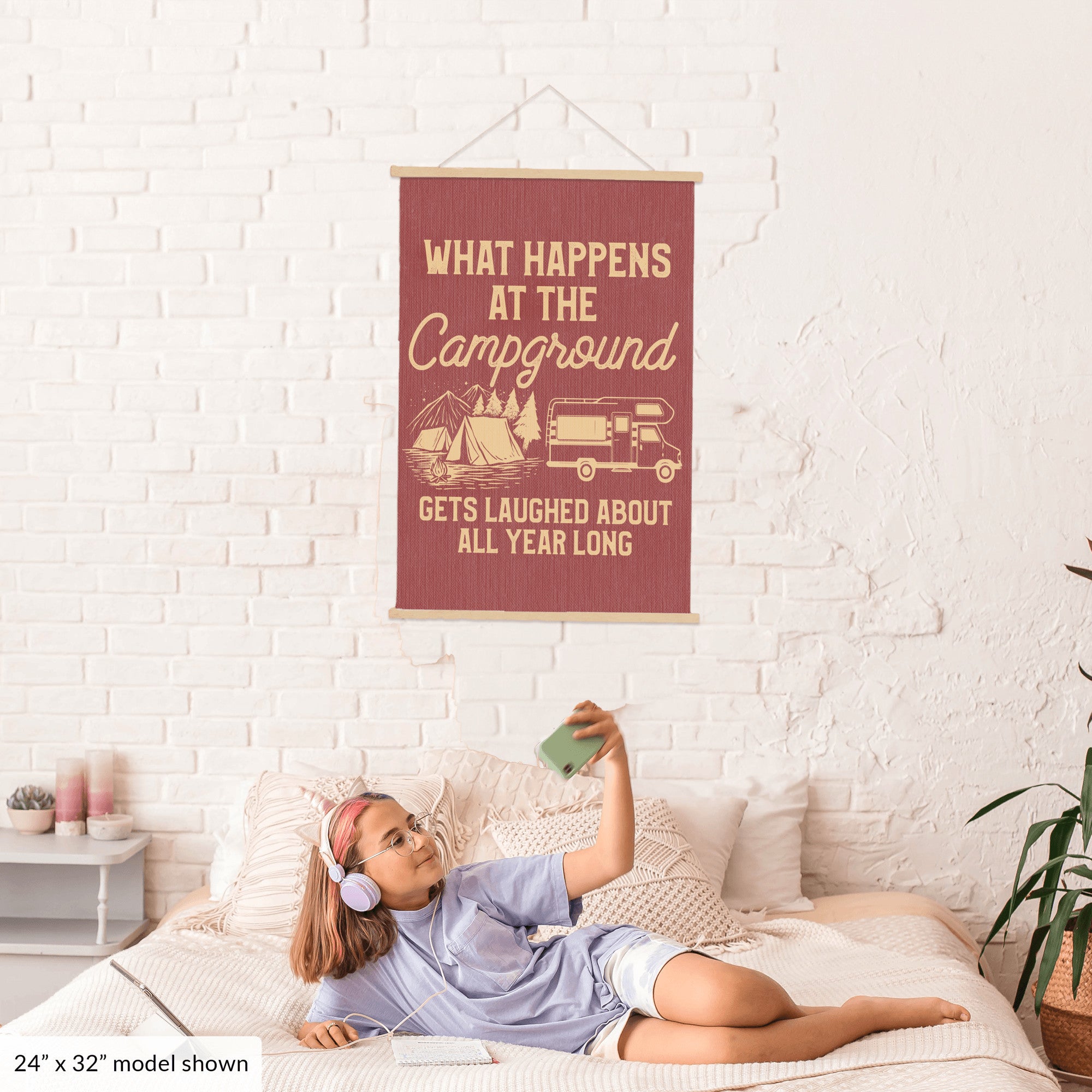 What Happens At The Campground Hanging Canvas