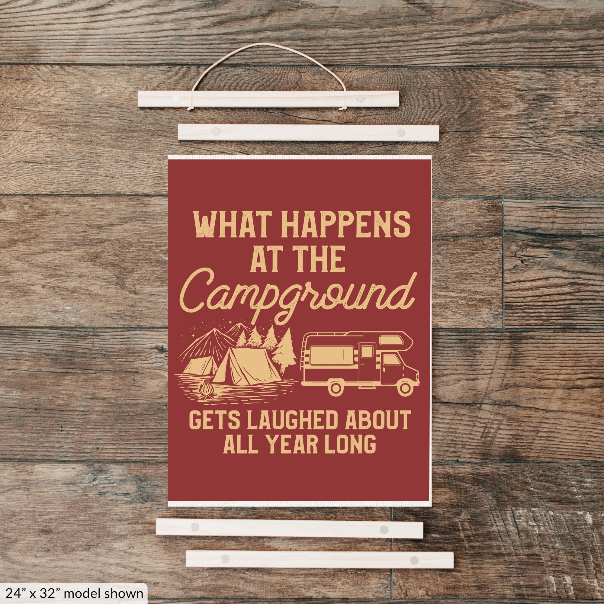 What Happens At The Campground Hanging Canvas